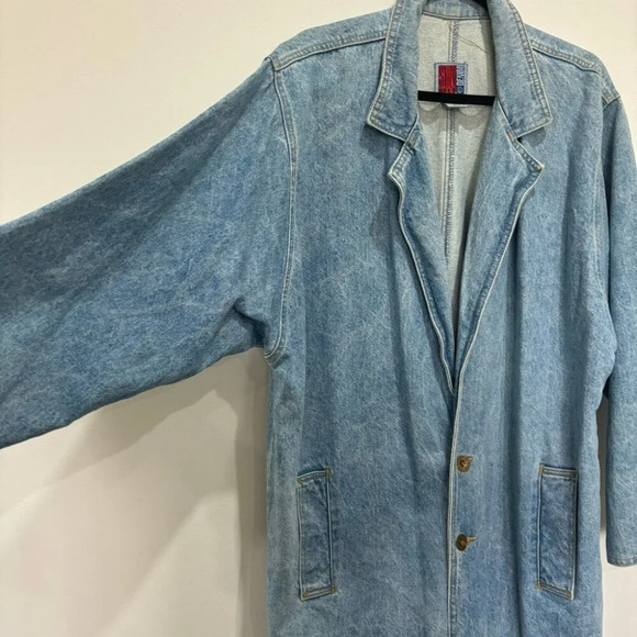Vintage Sunbelt Jean/ Denim Long Sleeve Duster Cardigan Trench Coat Size M/L - Picture 4 of 12